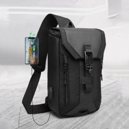 Miesten Oxford Usb-lataus Monitaskuinen 3 Korttipaikka Vedenpitävä Ulkokäyttöinen Crossbody Laukku Rintalaukku Sling Bag
