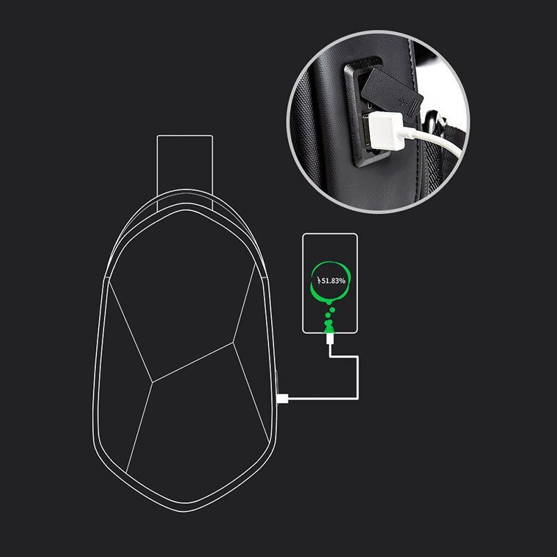 Miesten Oxford Varkaudenesto Usb-lataus Polyhedron Vedenpitävä Outdoor Crossbody Laukku Rintalaukku Kantolaukku