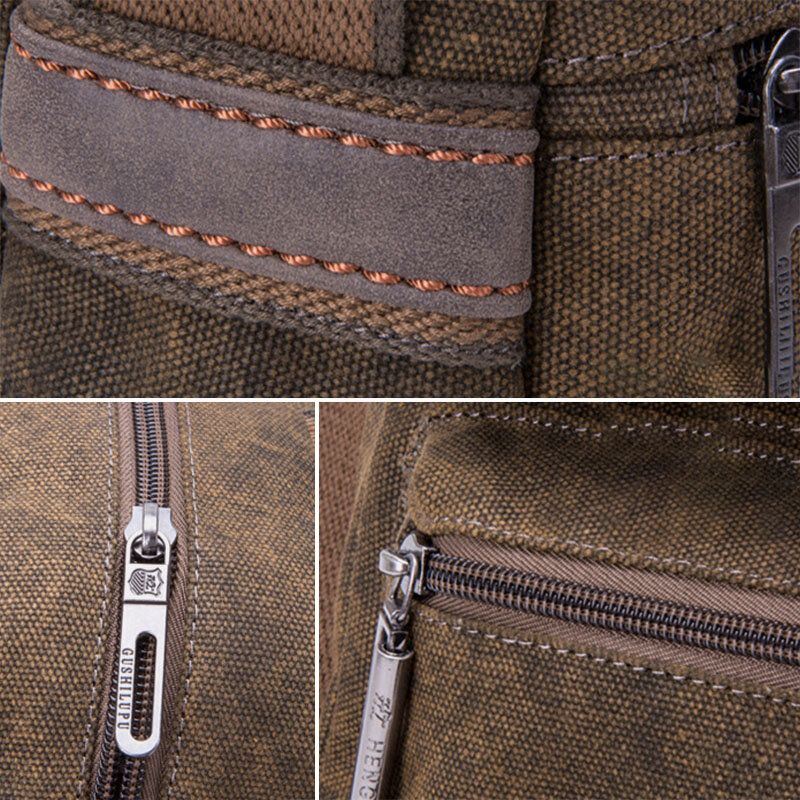 Miesten Paksu Kangas Monitaskuinen Suuri Kapasiteetti Crossbody Olkalaukku Takana Varkaudenesto Tasku Käsilaukku