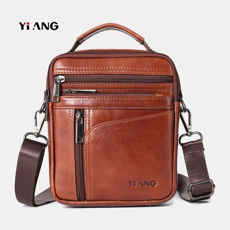 Miesten Pieni Aitoa Nahkaa Oleva Suuri Olkalaukku Crossbody-laukku