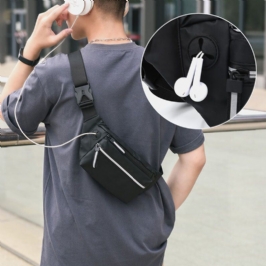 Miesten Polyesteri Kuulokeaukko Multi-carry Vedenpitävä Rento Crossbody Laukku Rintalaukku Sling Bag