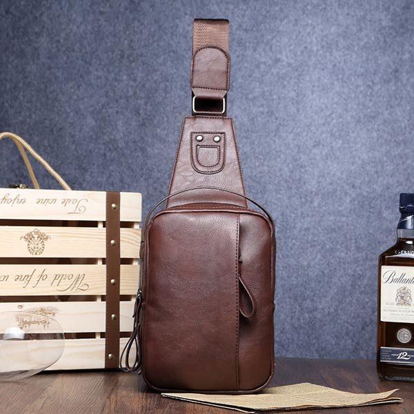 Miesten Pu Casual Vetoketju Pieni Musta Ruskea Sininen Crossbody Olkalaukku