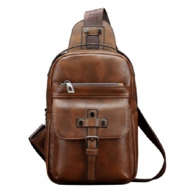 Miesten Pu Nahka Business Casual Rintalaukku Crossbody Olkalaukku Vapaa-aikaan