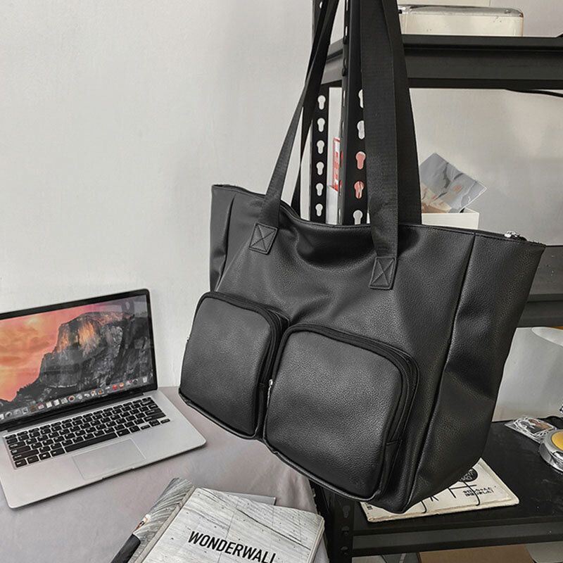 Miesten Pu Nahka Latge Kapasiteetti Monitaskuinen Crossbody Laukku Olkalaukku Käsilaukku