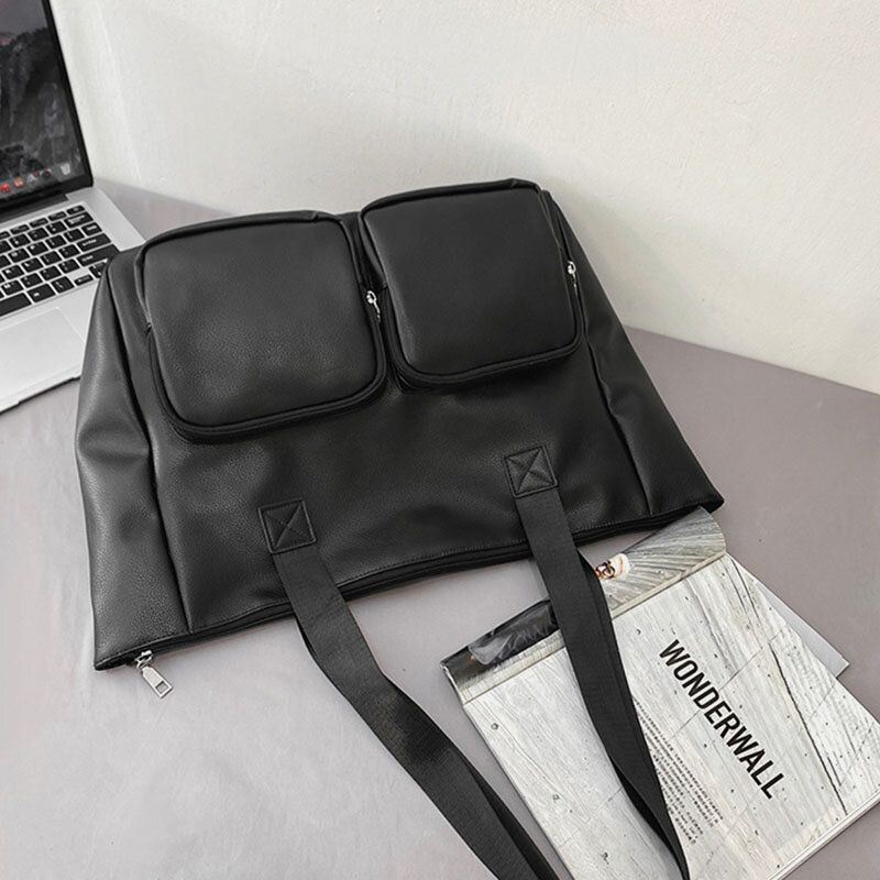 Miesten Pu Nahka Latge Kapasiteetti Monitaskuinen Crossbody Laukku Olkalaukku Käsilaukku