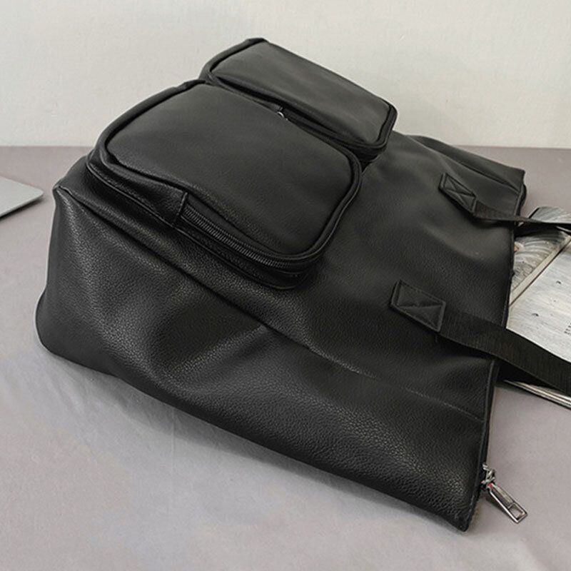 Miesten Pu Nahka Latge Kapasiteetti Monitaskuinen Crossbody Laukku Olkalaukku Käsilaukku