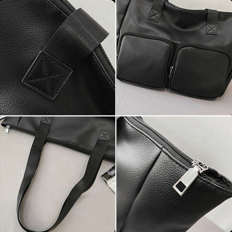 Miesten Pu Nahka Latge Kapasiteetti Monitaskuinen Crossbody Laukku Olkalaukku Käsilaukku