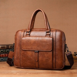 Miesten Pu Nahka Monikäyttöinen Monitaskuinen Vintage Messenger Bag Crossbody Bag Käsilaukku Olkalaukku