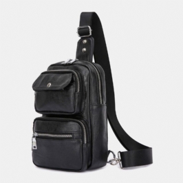 Miesten Pu Nahka Monitaskuinen Suuri Kapasiteetti Vintage Crossbody Bag Rintalaukku Sling Bag