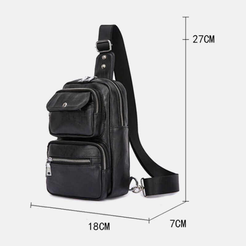 Miesten Pu Nahka Monitaskuinen Suuri Kapasiteetti Vintage Crossbody Bag Rintalaukku Sling Bag