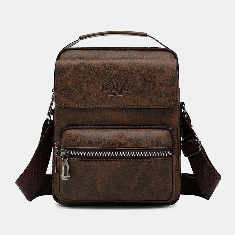 Miesten Pu Nahka Monitaskuinen Varkaudenesto Messenger Bag Crossbody Laukut Olkalaukku Käsilaukku Salkku