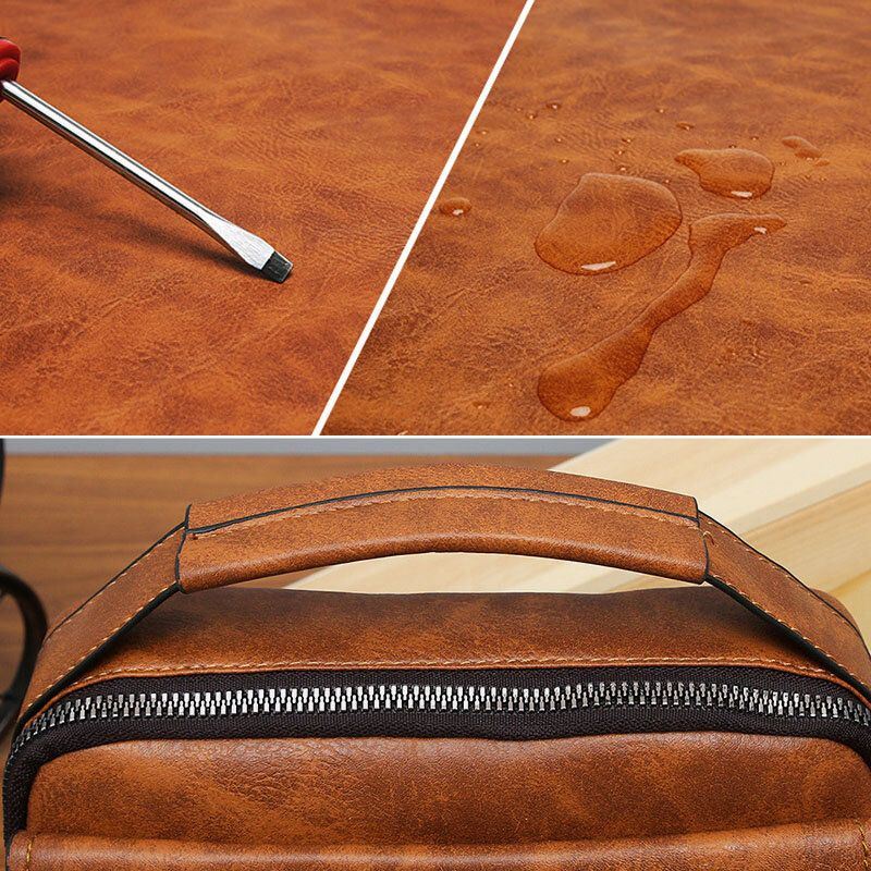 Miesten Pu Nahka Monitaskuinen Varkaudenesto Messenger Bag Crossbody Laukut Olkalaukku Käsilaukku Salkku