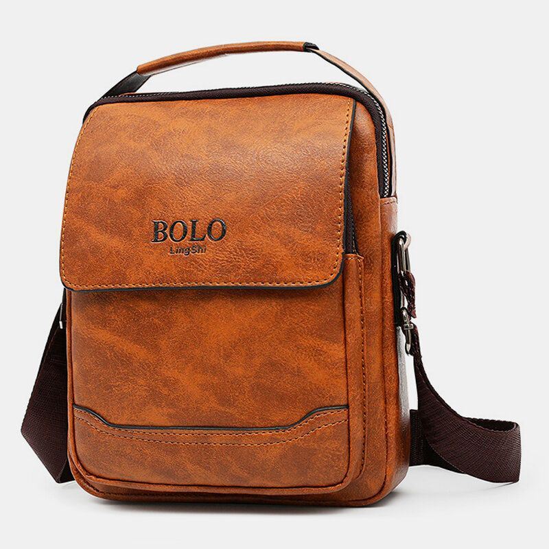 Miesten Pu Nahka Monitaskuinen Varkaudenesto Retro Crossbody Laukut Olkalaukku Käsilaukku Olkalaukku Salkku