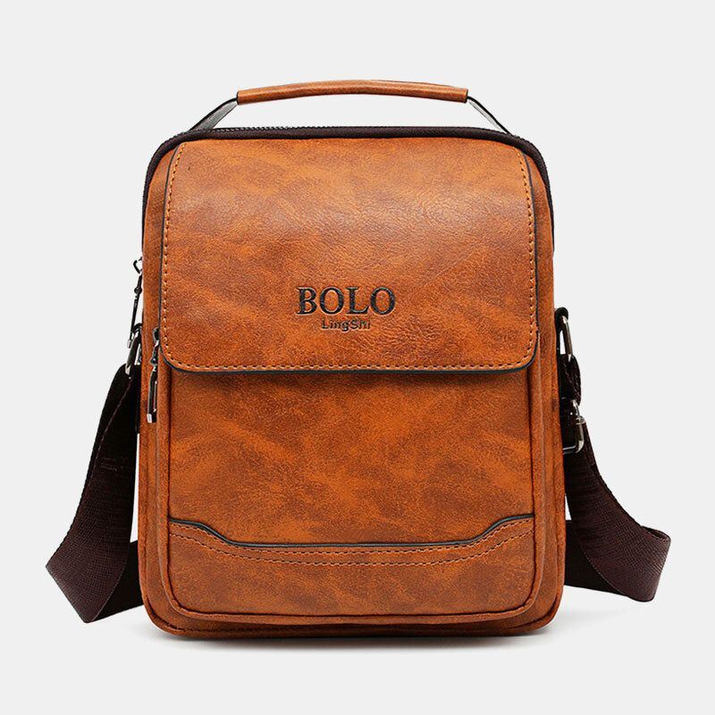 Miesten Pu Nahka Monitaskuinen Varkaudenesto Retro Crossbody Laukut Olkalaukku Käsilaukku Olkalaukku Salkku