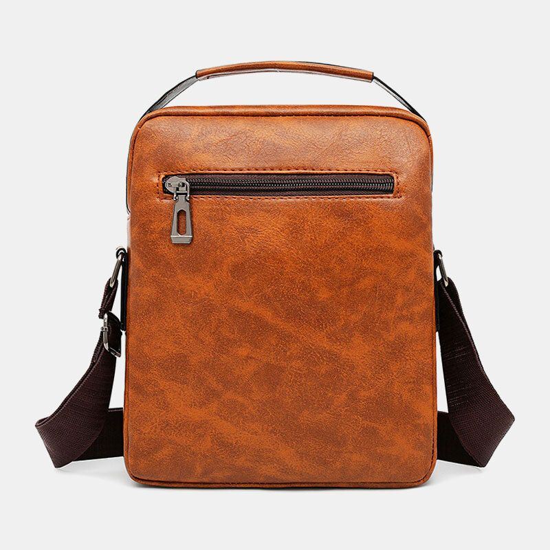 Miesten Pu Nahka Monitaskuinen Varkaudenesto Retro Crossbody Laukut Olkalaukku Käsilaukku Olkalaukku Salkku
