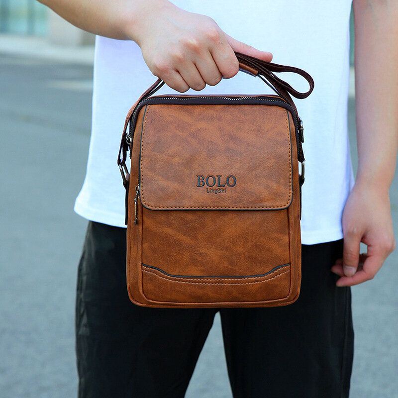 Miesten Pu Nahka Monitaskuinen Varkaudenesto Retro Crossbody Laukut Olkalaukku Käsilaukku Olkalaukku Salkku