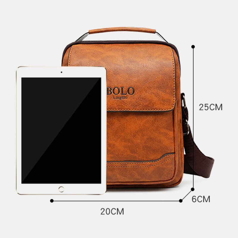 Miesten Pu Nahka Monitaskuinen Varkaudenesto Retro Crossbody Laukut Olkalaukku Käsilaukku Olkalaukku Salkku