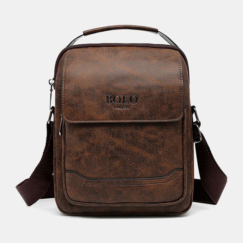 Miesten Pu Nahka Monitaskuinen Varkaudenesto Retro Crossbody Laukut Olkalaukku Käsilaukku Olkalaukku Salkku