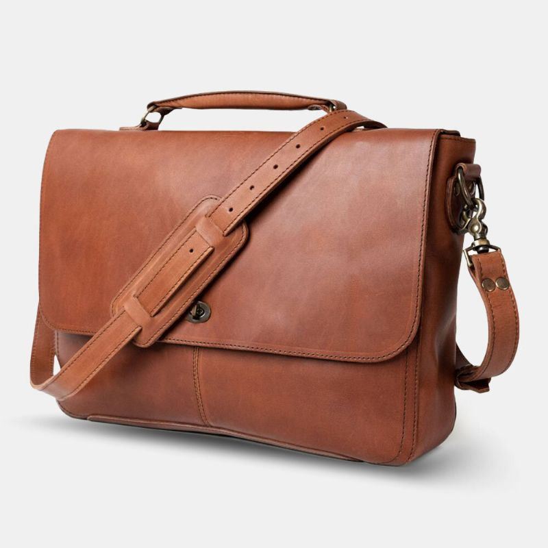 Miesten Pu Nahka Monitoimi Vintage 15.6 Tuuman Laptop Varkaudenesto Salkku Messenger Bag Crossbody Bag
