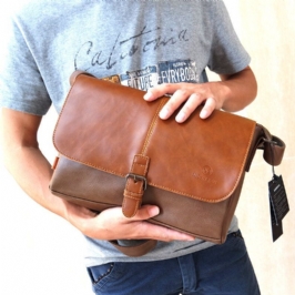 Miesten Pu Nahka Suuri Kapasiteetti Varkaudenesto Päällinen Vetoketju Vintage Rento Messenger Bag Crossbody Laukku Olkalaukku