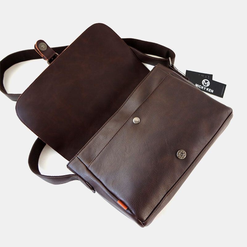 Miesten Pu Nahka Suuri Kapasiteetti Varkaudenesto Päällinen Vetoketju Vintage Rento Messenger Bag Crossbody Laukku Olkalaukku