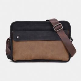 Miesten Pu Nahka Varkaudenesto Brittiläinen Retro Crossbody Laukut Olkalaukku Olkalaukku