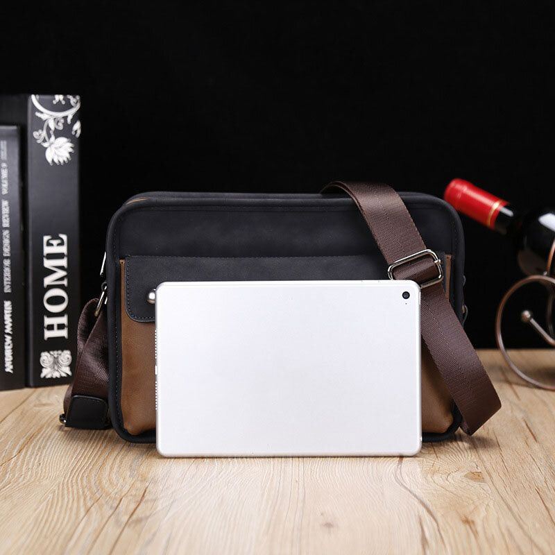 Miesten Pu Nahka Varkaudenesto Brittiläinen Retro Crossbody Laukut Olkalaukku Olkalaukku