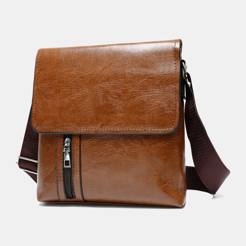 Miesten Pu-nahka Varkaudenesto Olkapää Suuri Kapasiteetti Retro 6.3 Tuuman Puhelinlaukku Crossbody Laukut