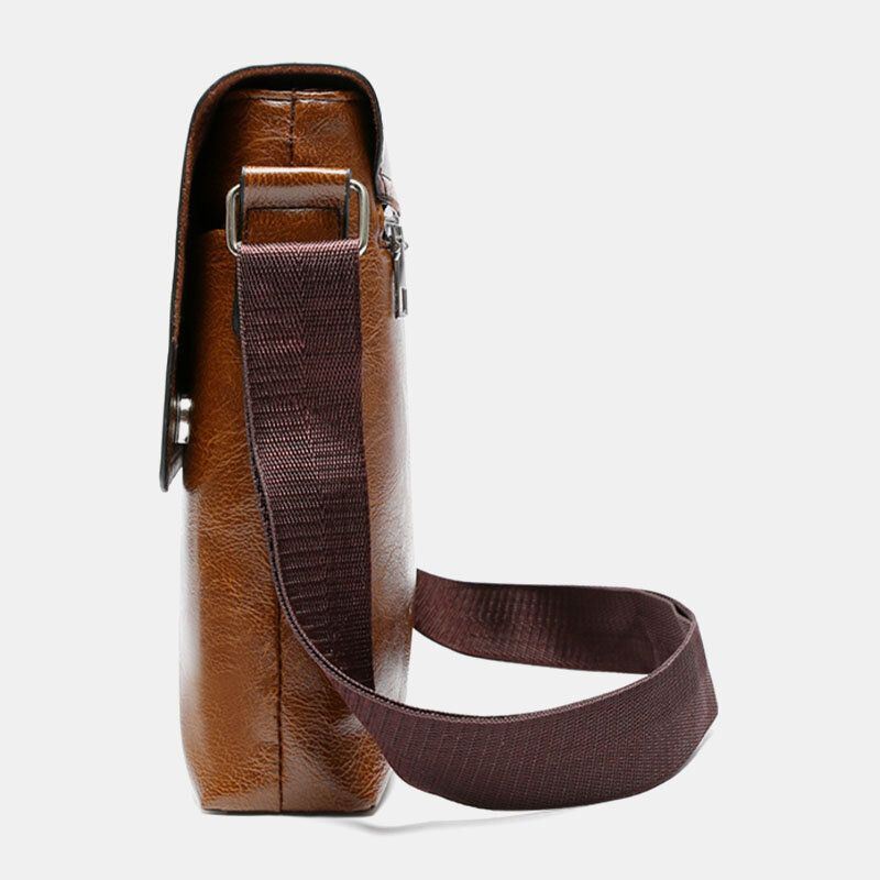 Miesten Pu-nahka Varkaudenesto Olkapää Suuri Kapasiteetti Retro 6.3 Tuuman Puhelinlaukku Crossbody Laukut