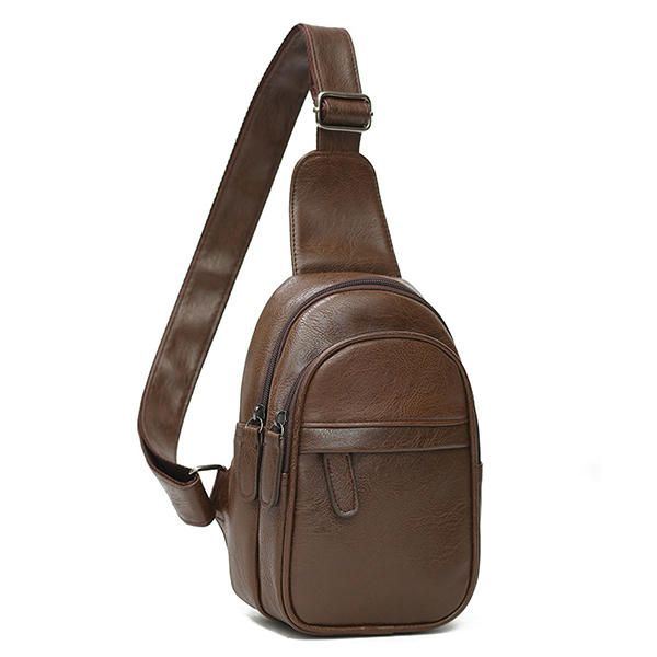 Miesten Pu Nahka Vedenpitävä Rento Crossbody Laukku Rintalaukku Pyöräily Ulkoilu Olkalaukku