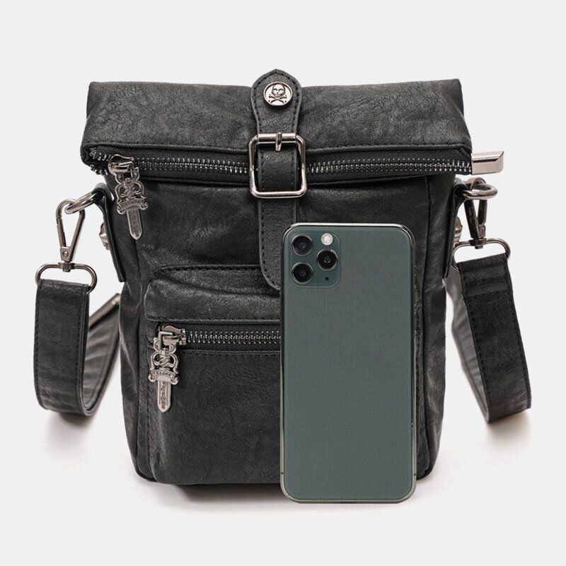 Miesten Pu Nahka Vintage 6.3 Tuuman Puhelinlaukku Pienet Crossbody Laukut Olkalaukku