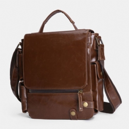 Miesten Pu Nahka Vintage Business Monitoimi Monitoimikorttipaikat Useita Taskuja Crossbody Laukku Olkalaukku