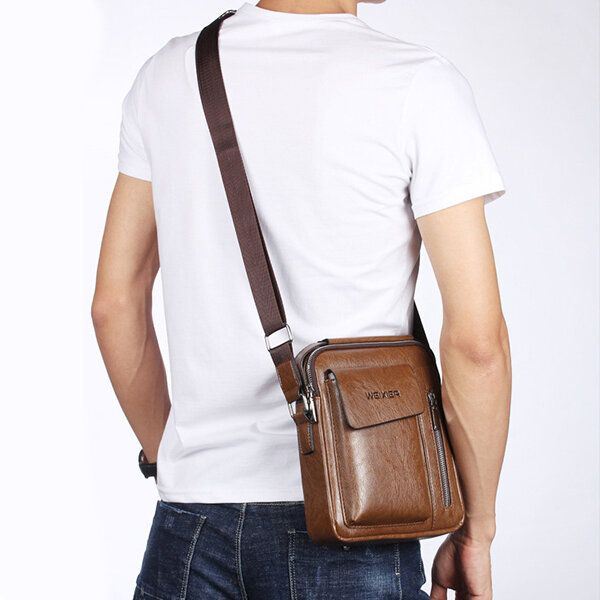 Miesten Pu Nahka Vintage Käsilaukku Retro Crossbody Laukku Olkalaukku