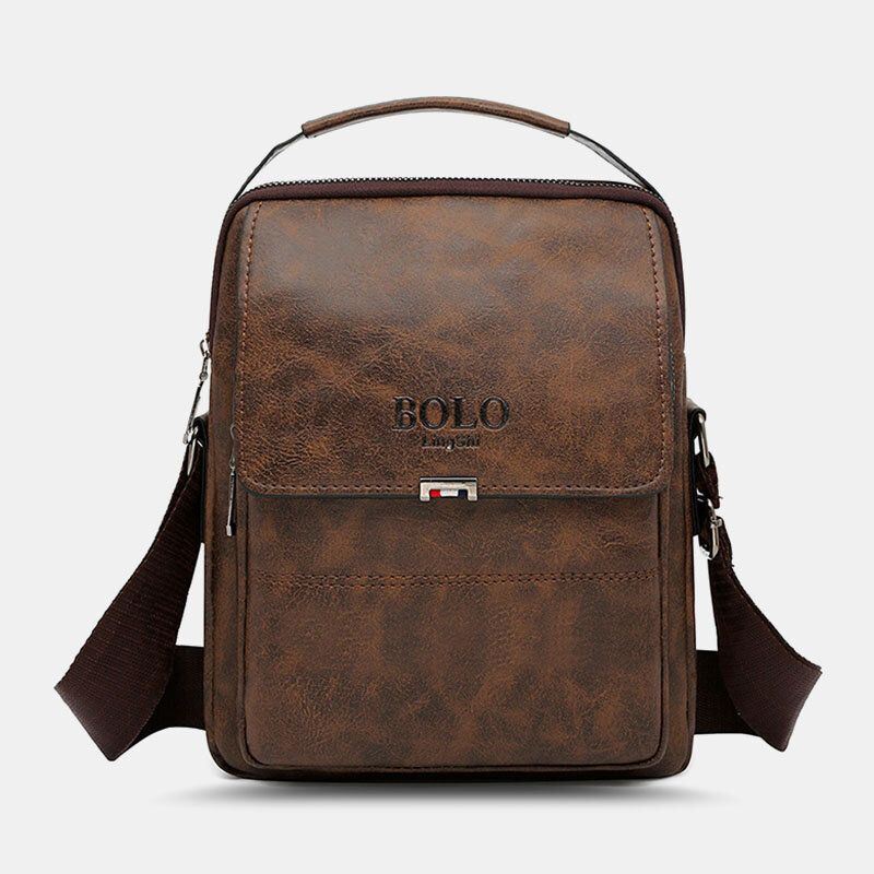 Miesten Pu Nahka Vintage Texture Suuri Kapasiteetti Vetoketju Sisustus Crossbody Laukku Olkalaukku Käsilaukku