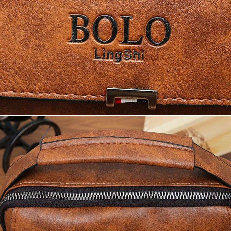 Miesten Pu Nahka Vintage Texture Suuri Kapasiteetti Vetoketju Sisustus Crossbody Laukku Olkalaukku Käsilaukku