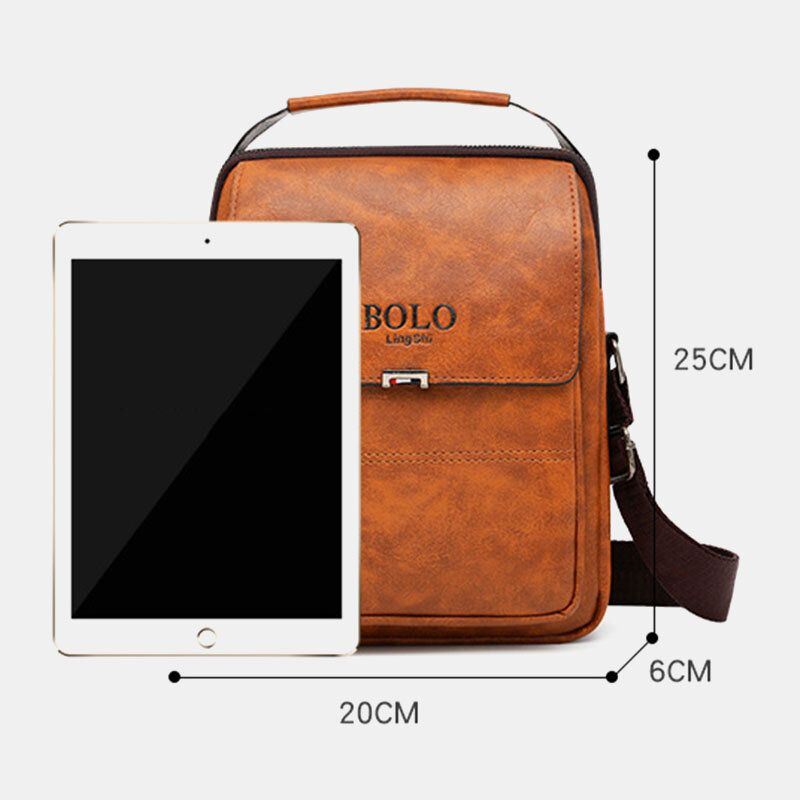 Miesten Pu Nahka Vintage Texture Suuri Kapasiteetti Vetoketju Sisustus Crossbody Laukku Olkalaukku Käsilaukku