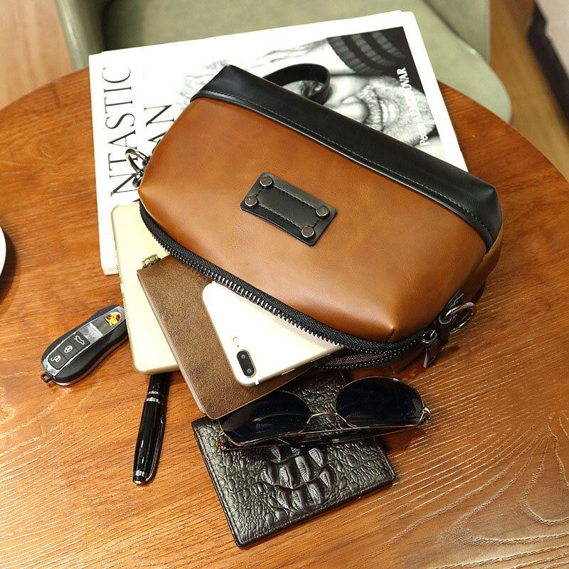 Miesten Pu Nahka Yksivärinen Varkaudenesto Rento Puhelinlaukku Crossbody Laukku Olkalaukku