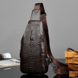 Miesten Pu-nahkainen Krokotiilipainettu Muoti Crossbody-laukku Rintalaukku