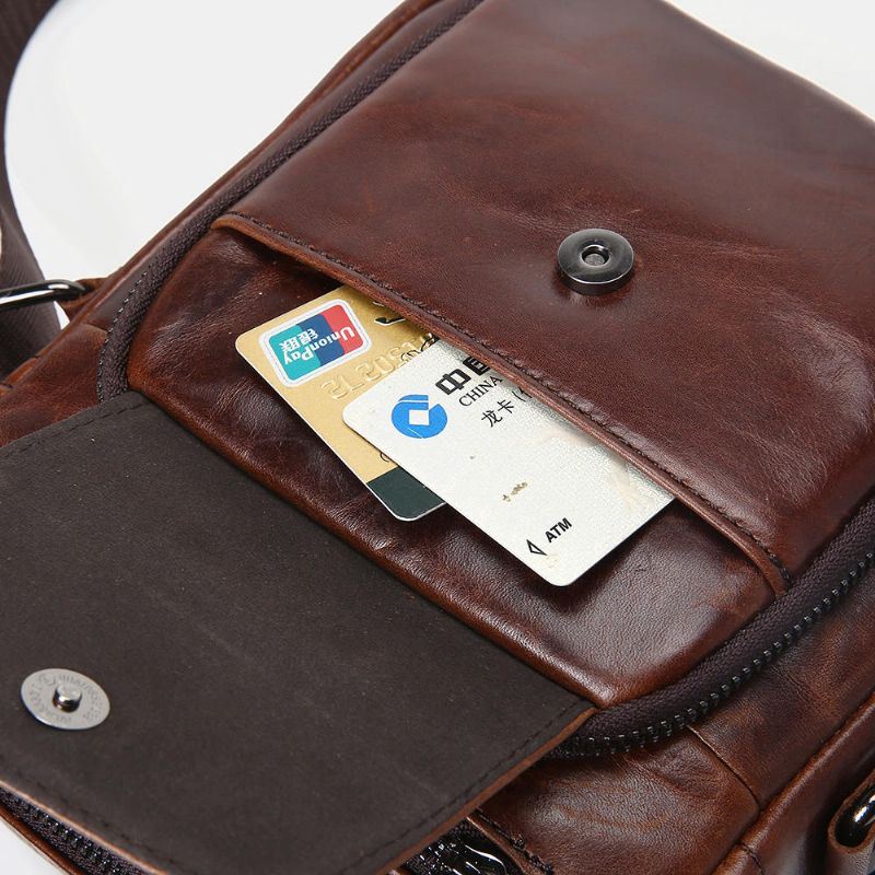 Miesten Rento Aidosta Nahasta Valmistettu Olkalaukku Crossbody-laukku Ulkokäyttöön