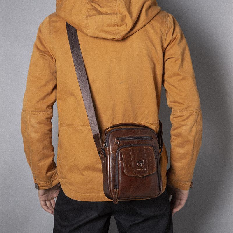 Miesten Rento Aidosta Nahasta Valmistettu Olkalaukku Crossbody-laukku Ulkokäyttöön