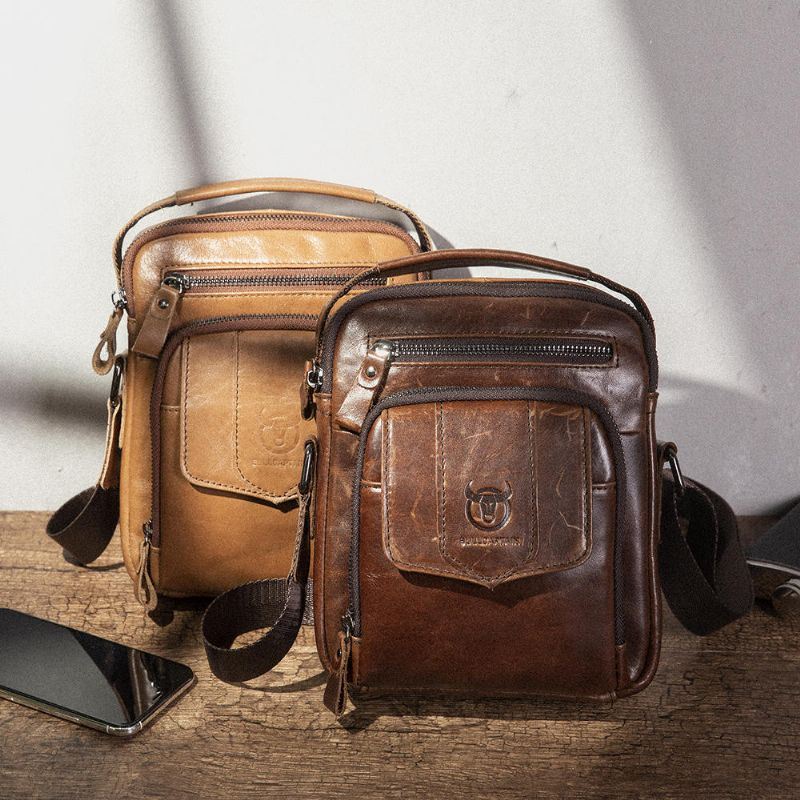 Miesten Rento Aidosta Nahasta Valmistettu Olkalaukku Crossbody-laukku Ulkokäyttöön