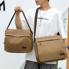 Miesten Retro Canvas Edessä Vetoketjutasku Crossbody Olkalaukku Jatkettava Design Rento Matkalaukku