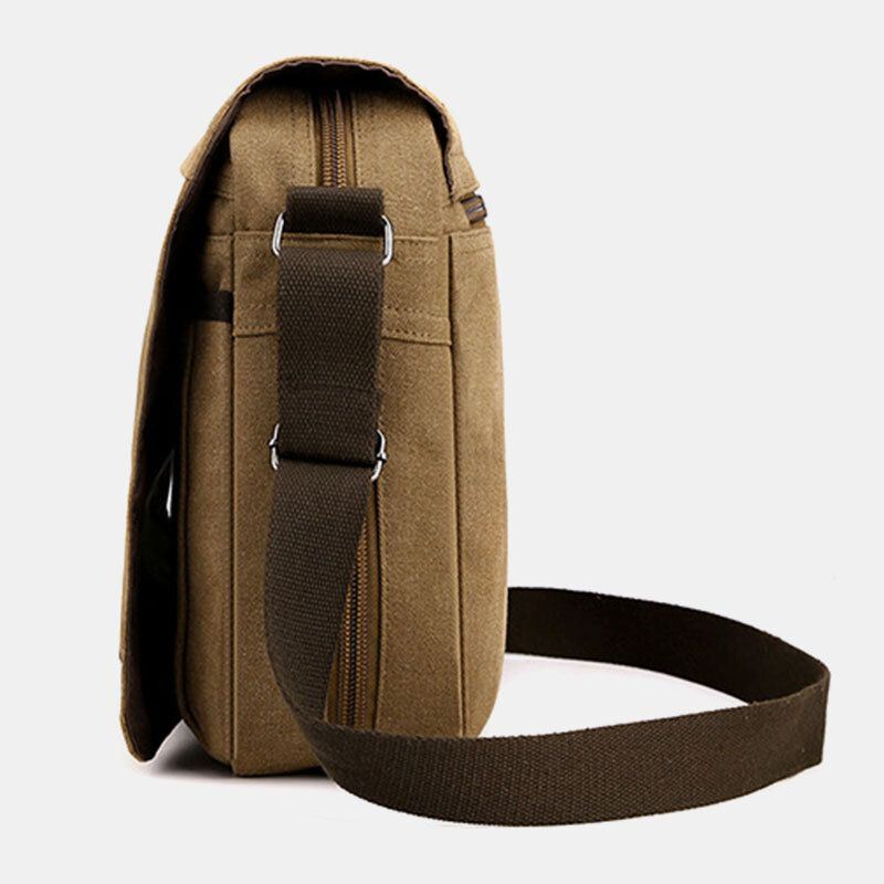 Miesten Retro Canvas Edessä Vetoketjutasku Crossbody Olkalaukku Jatkettava Design Rento Matkalaukku