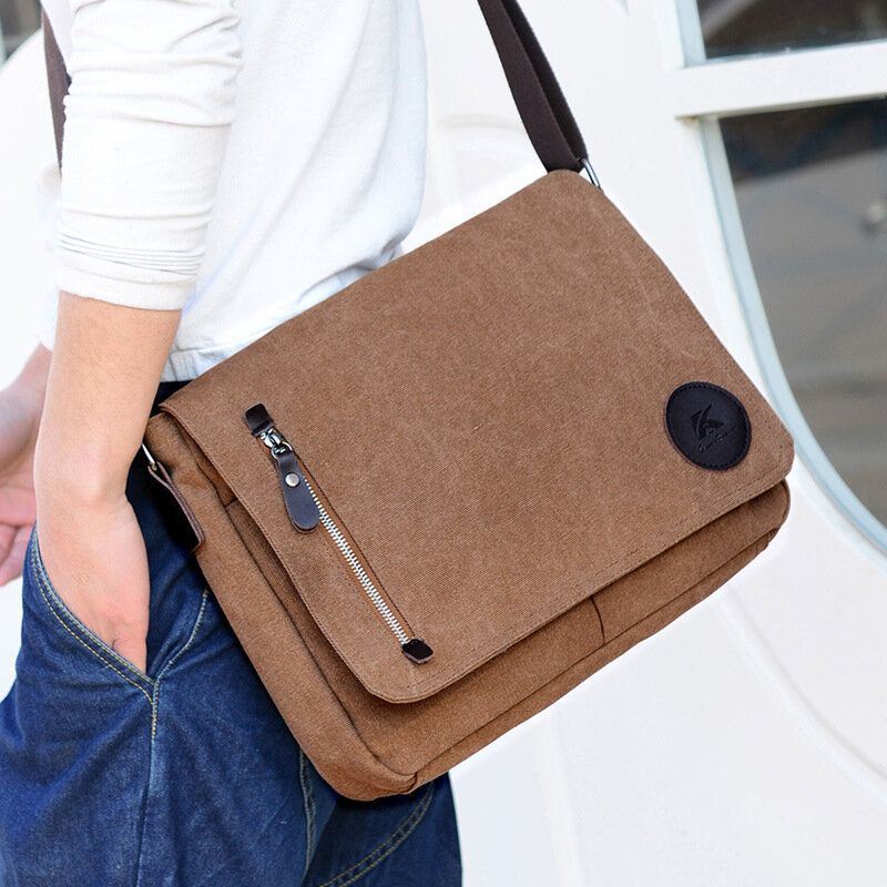 Miesten Retro Canvas Monitaskuinen Varkaudenesto Crossbody Olkalaukku Suuri Tilavuus Messenger Matkalaukku