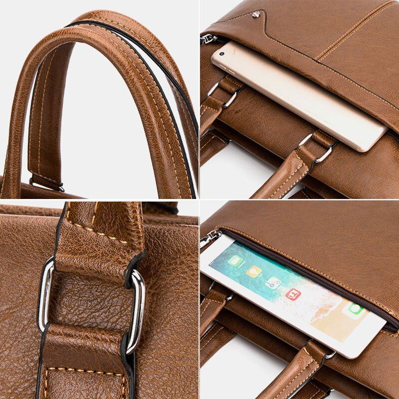Miesten Retro Vaakasuuntaiset Salkut Olkalaukku Takaisin Varkaudenesto Vetoketjutasku Suuri Tilavuus Crossbody Laukut Olkalaukku Käsilaukku