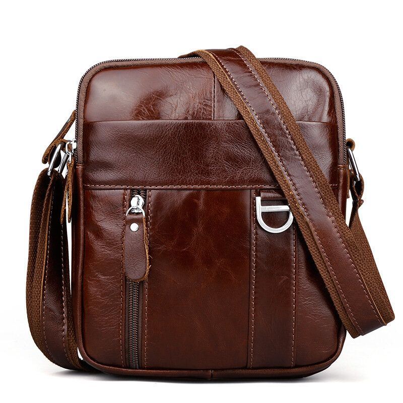 Miesten Ruskea Aitoa Nahkaa Oleva Olkalaukku Messenger Crossbody -salkkulaukku Ipad Minille
