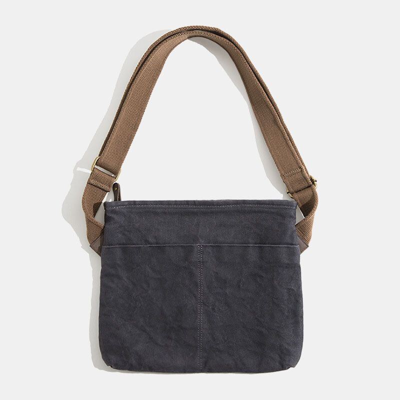 Miesten Simple Oil Wax Canvas Messenger Bag Vedenpitävä Vahvistettu Polyesteri Nauha Crossbody Laukku Olkalaukku