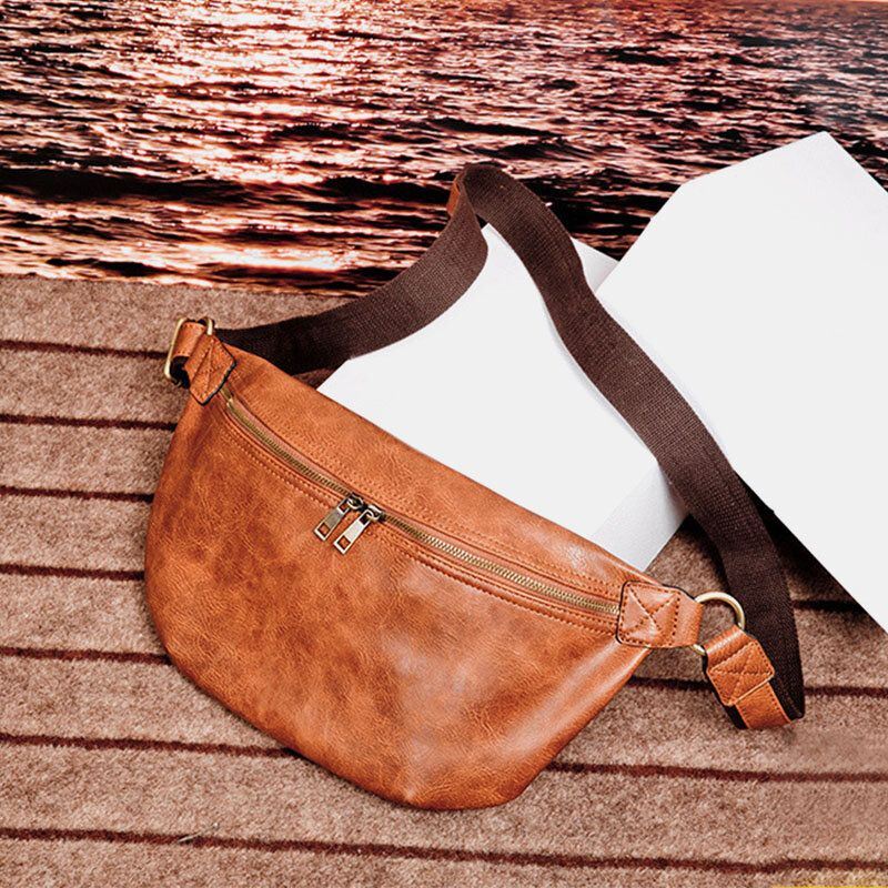 Miesten Suuri Tilavuus Vedenpitävä Crossbody Laukku Pu Nahka Varkaudenesto Rento Vyötärölaukku Rintalaukku Olkalaukku