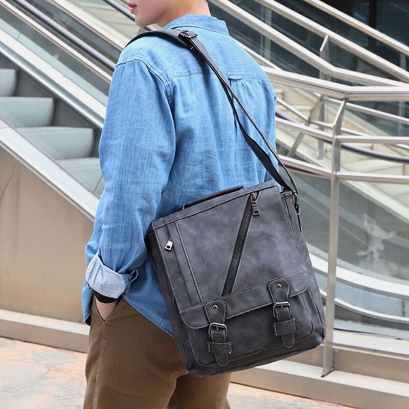 Miesten Tekonahkainen Retrolaukku Suuri Kapasiteetti Monikäyttöinen Käsilaukku Crossbody Bag