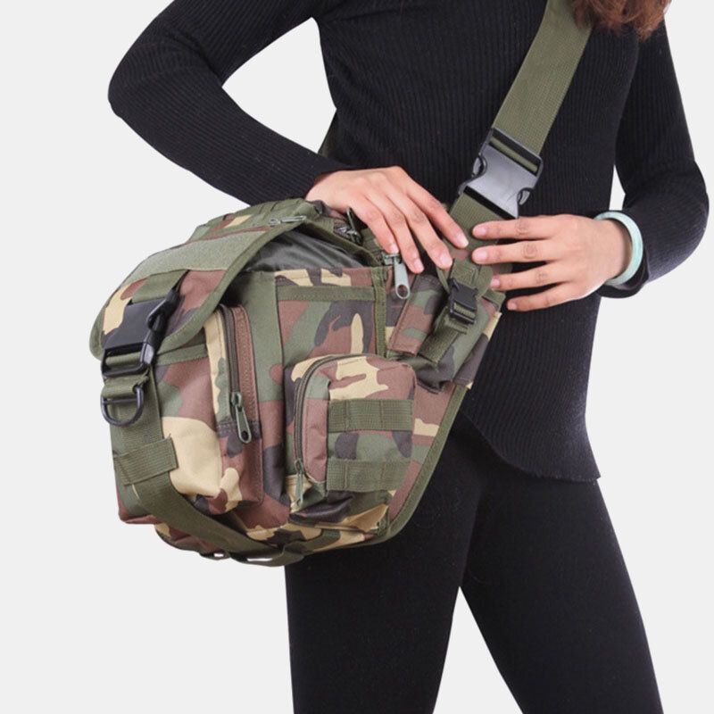 Miesten Unisex Oxford Kangas Tactical Naamiointi Outdoor Game Ratsastus Multi-carry Satulalaukku Crossbody Laukku Vyötärölaukku Reppu